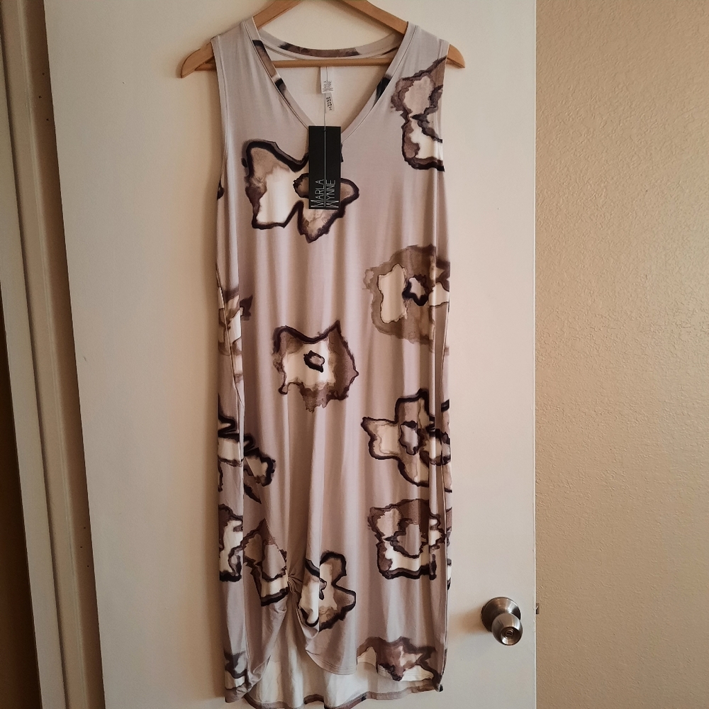MarlaWynne Shadow Floral Print Side Knot Dress NWT